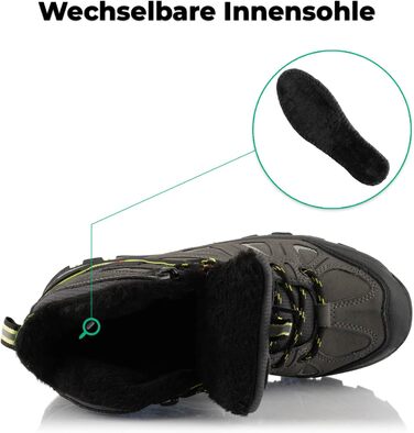 Трекінгові черевики для жінок та чоловіків, теплі, з підкладкою, сірі, зелені (37 EU)