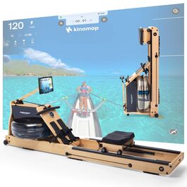 Гребний тренажер Christopeit WP 5000 для дому: складна модель з водним та магнітним опором, Bluetooth, до 150 кг, бук
