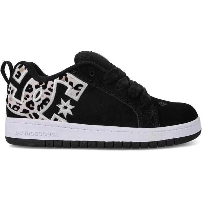 DC Shoes кросівки Court Graffik для жінок, білий, рожевий, блакитний (36 EU), чорний дизайн з леопардовим принтом