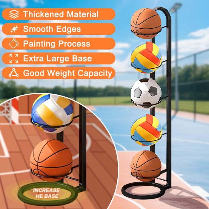 Стійка для зберігання м'ячів: футбольних, баскетбольних та інших. 5-рівнева, вертикальна, органайзер для спортивного інвентарю