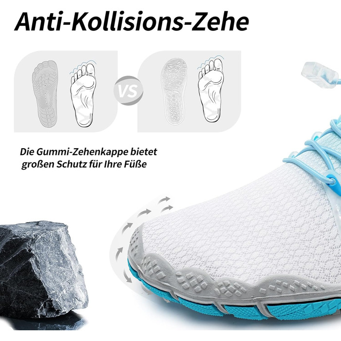 WateLves Барфути жіночі та чоловічі водяні та пляжні шльопанці, кросівки для трейлраннінгу та фітнесу, швидко сохнуть, з антиковзкою підошвою та широкою передньою частиною, білий, помаранчевий (градієнт білий-блакитний), 37 EU