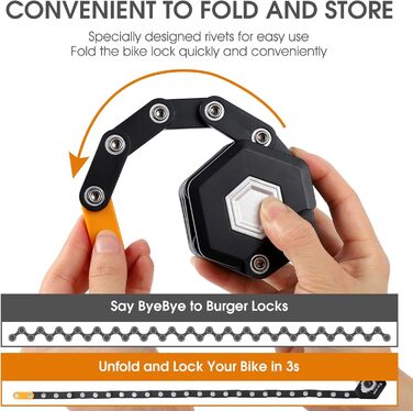 Замок для велосипеда ICOCOPRO Faltschloss, 85 см, висока безпека (чорний)
