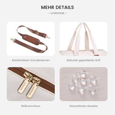 Сумка-вихідні LOVEVOOK для жінок, клінічна сумка, валіза ручної поклажі, легка лікарняна сумка, містка дорожня сумка-мішок з відділенням для взуття та косметичка, спортивна сумка для подорожей (B-чорний, бежевий, коричневий, 52x38x25 см (50 л))