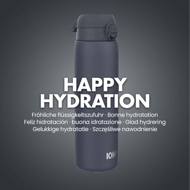 Пляшка для води Ion8 1 л з нержавіючої сталі, герметична, зручна для однієї руки, безпечна кришка, для спорту та подорожей, можна мити в посудомийці, з ручкою, міцна та стійка до подряпин, 1200 мл