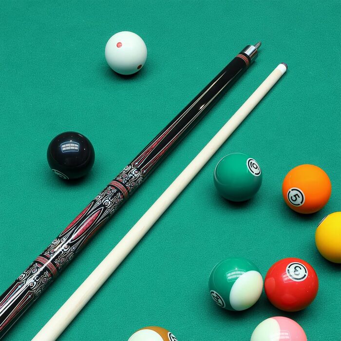 Професійний більярдний кий Kmise Pool-Queues з кейсом, 147.3 см, з клена, для дорослих – ідеальний для дому, барів та більярдних залів (540 г, чорний)
