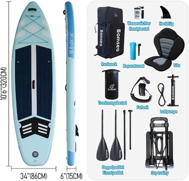 Надувний SUP Борд для SUPpaddel, 2 місця, 200 кг, Зелений