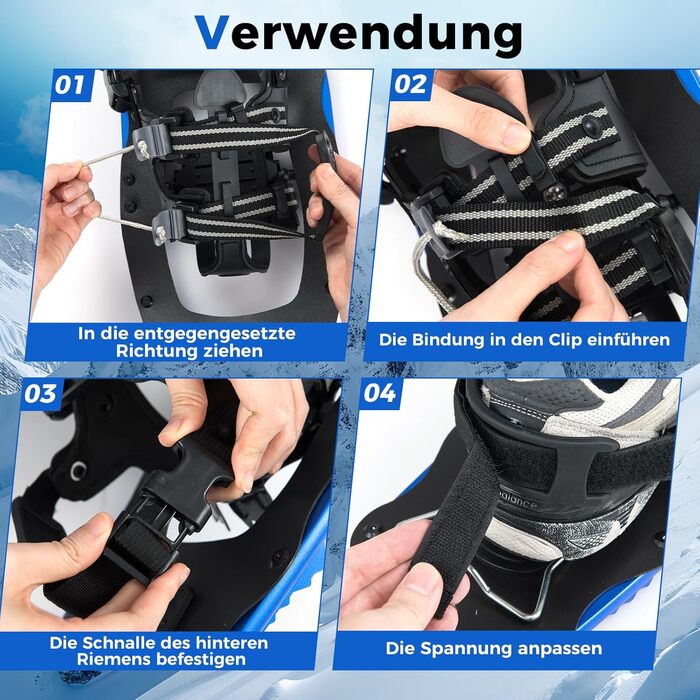 Снігоступи Costway з підйомною системою, розмір 35-45, до 68/90 кг, комплект з трекінгових палиць та сумки, для чоловіків, жінок та підлітків (EUR 35-40, блакитні)