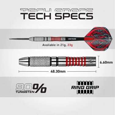 Дартс WINMAU Navigator 90% вольфрам, сталевий наконечник, комплект з оперенням та держателями