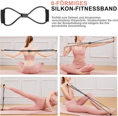 Набір фітнес-гумок для пілатесу M MOACC з 5 рівнями опору (10/20/30/40/50lbs), регульований та знімний