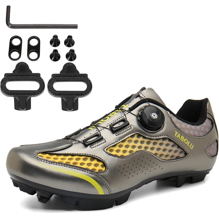 Велосипедні черевики MTB для чоловіків та жінок, сумісні з SPD, унісекс, золоті