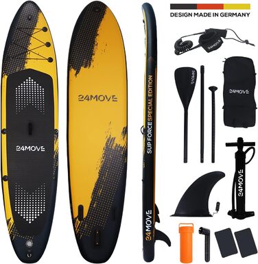 Надувна SUP-дошка 24MOVE® Premium для йоги та серфінгу, 366x80 см, червона, з аксесуарами, подвійний насос, антиковзка поверхня, для дітей і дорослих