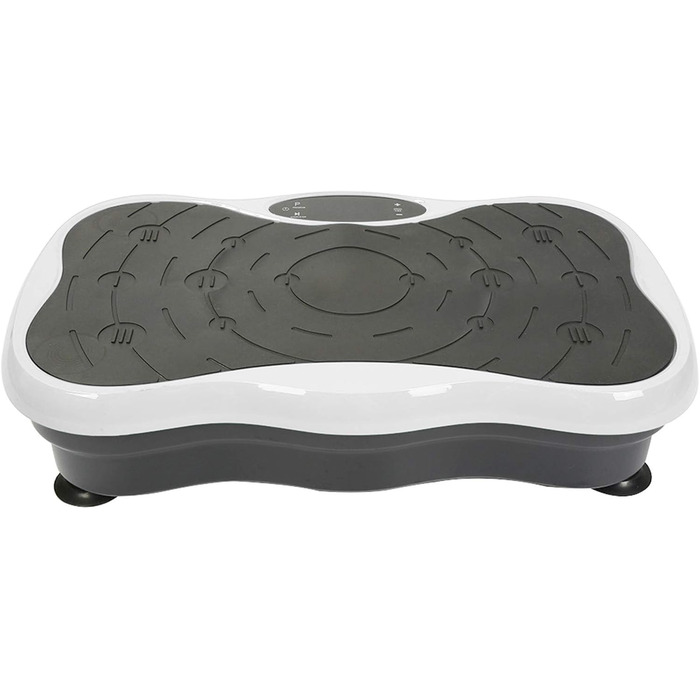 Віброплатформа для фітнесу з Bluetooth та USB, тренувальні гуми, пульт ДУ, чорно-біла