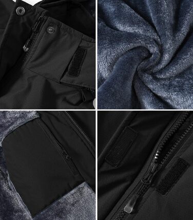 Daen Outdoor Зимова куртка: вітронепроникна, водонепроникна Softshell з флісовою підкладкою, для катання на лижах, функціональна, знімний капюшон (XXL, Чорний)