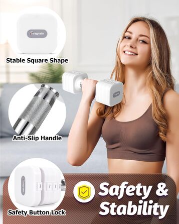 Набір гантелей Fragraim 5 кг x 2 (регульовані) для фітнесу вдома, силові тренування, обладнання для жінок та чоловіків (білі)