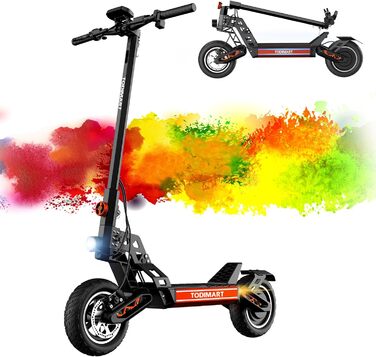 Електросамокат TODIMART G2/S9/13, 1000 Вт, 48В 20.8А·год, запас ходу 40-90 км, складаний, подвійна підвіска, ключовий запуск, 10'' позашляхові колеса, вантажопідйомність 150 кг