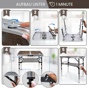 Зручний складаний столик Alpinez 60x40 для кемпінгу, відпочинку на природі, балкону та грилю | Компактний та легкий | Розміри 60x40 см