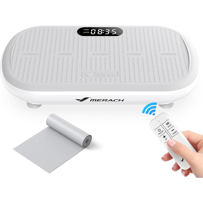 Вібраційна платформа MERACH для тренувань та фігури, амплітуда 13 мм, вантажопідйомність 200 кг, силіконовий педал, Bluetooth-динамік (сірий)
