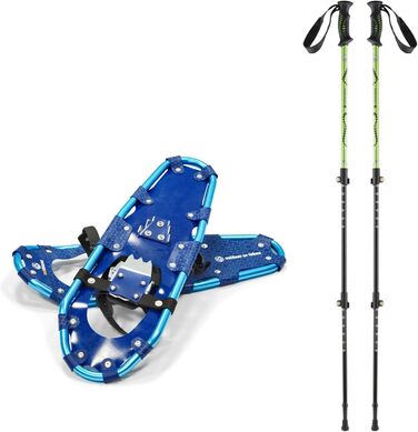 Легкі снігоступи outdoorer SnowHiker з алюмінієвою рамою та храповим кріпленням для жінок і чоловіків M + алюмінієві палиці