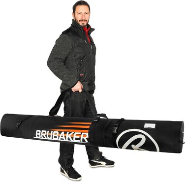 Набір BRUBAKER Champion: чохол для лиж та чохол для лижних черевиків (170/190 см) + палиці + черевики + шолом (чорний/оранжевий)