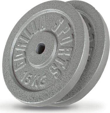 Диски для штанги GORILLA SPORTS, чавунні, 0,5-30 кг, 30/31 мм, сріблясто-чорні – набори та окремі ваги