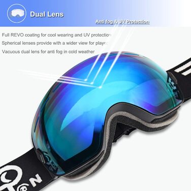 Снігові окуляри EXP VISION для чоловіків та молоді, захист 100% UV400, антизапітніння, знімається лінза, сноуборд/лижі