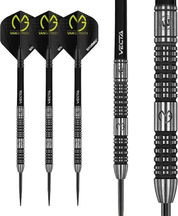 Дротики WINMAU Michael Van Gerwen MvG Absolute 24 г вольфрамові для дартсу, сталевий наконечник, набір з оперенням і хвостовиками, професійні