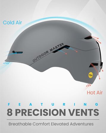 Гірськолижний шолом OutdoorMaster ELK MIPS для сноуборду та лиж, матовий сірий, розмір L, для чоловіків, жінок і підлітків