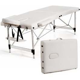 Масажний стіл Costway з алюмінієвого сплаву 70 см, 2-рівневий складний масажний стіл з сумкою, знімні підголовник та підлокітники, регульована висота для фізіотерапії та масажу