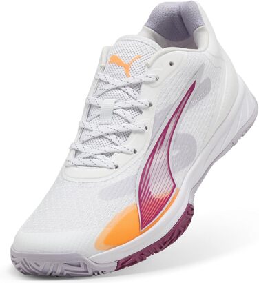 Жіноче взуття для залу PUMA Accelerate Turbo W+ 4 – зальний турнірний черевик (42.5 EU, білий, фіолетовий, лайм, рудий)
