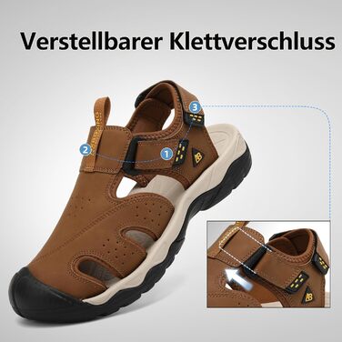 Чоловічі сандалі AX BOXING для трекінгу та спорту, літні відкриті, на липучці, дихаючі, антиковзкі, розмір 44 EU (коричневі)