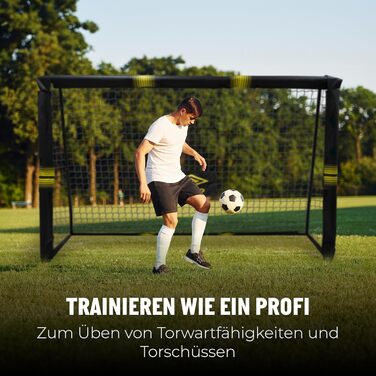 Футбольні ворота Umbro 300x200x120 см, металеві, чорні/жовті, для саду, дітей і дорослих, для тренувань, для вулиці та приміщення
