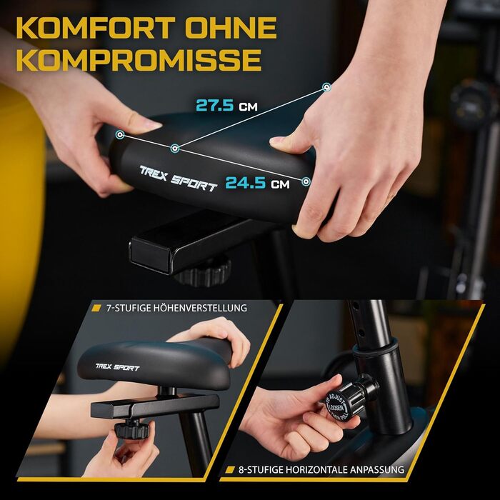 Hometrainer TREX SPORT TX-400MB RECK: фітнес-велосипед з регульованим магнітним опором та LCD-монітором, білий