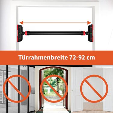 Турнік DH FitLife для дверного отвору без свердління, 72-92 см, з рівнем, для підтягувань і силових тренувань