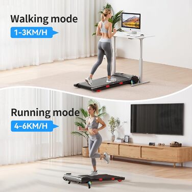 Біговий доріжка для дому 2-в-1 Walking Pad, двошарове бігове полотно, LED-дисплей з 3 екранами, швидкість 1-6 км/год, керування пультом та додатком, компактний дизайн для офісу та дому