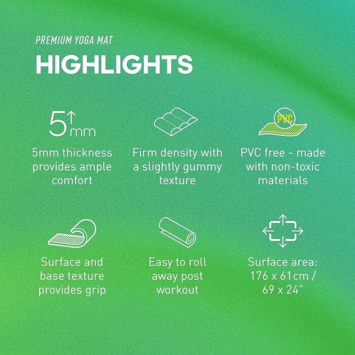 Протиковзкий килимок для йоги та пілатеса adidas Premium Yoga Mat 5 мм, Raw Green (без ПВХ)