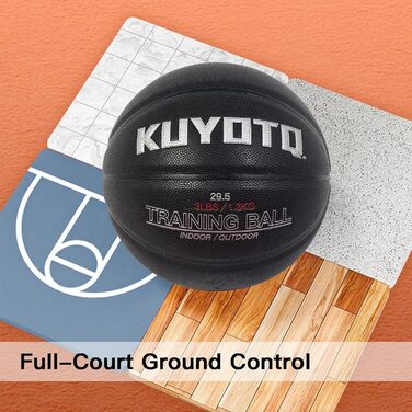 Баскетбольний м'яч KUYOTQ 1.3 кг, Verbundstoff, для тренувань та гри на вулиці, розмір 7, покращує контроль м'яча, дриблінг, передачі та підбирання