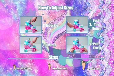 Дитячі ролики-хвіст русалки Scale Sports для дівчаток, регульовані, з підсвічуванням, розмір L (2.5-5 UK), м'ятно-рожеві