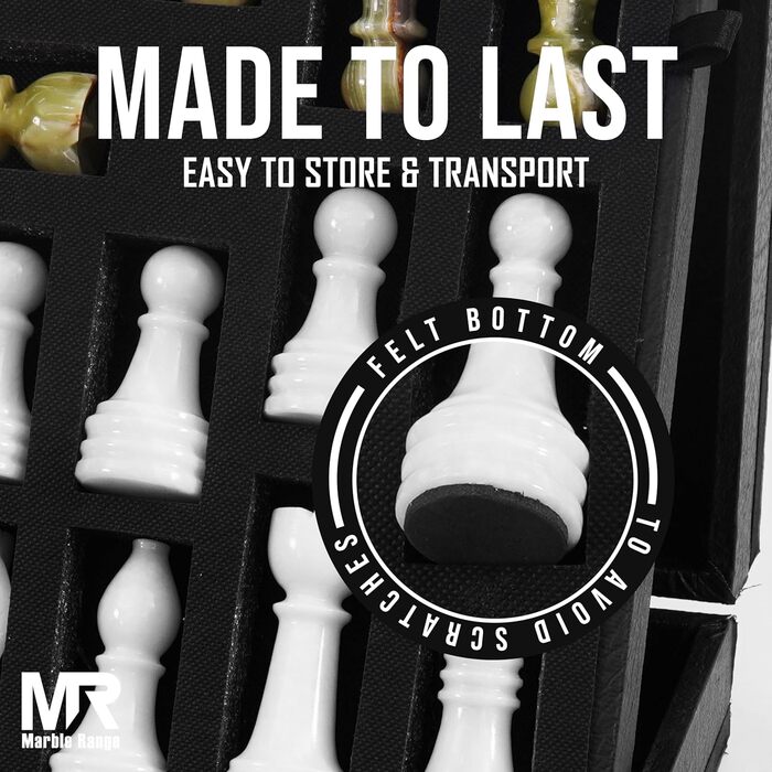 Шаховий набір з мармуру для дорослих, ручної роботи Verona & Green Onyx: ігровий набір з 32 фігурами, 2 додаткові королеви, коробка для зберігання