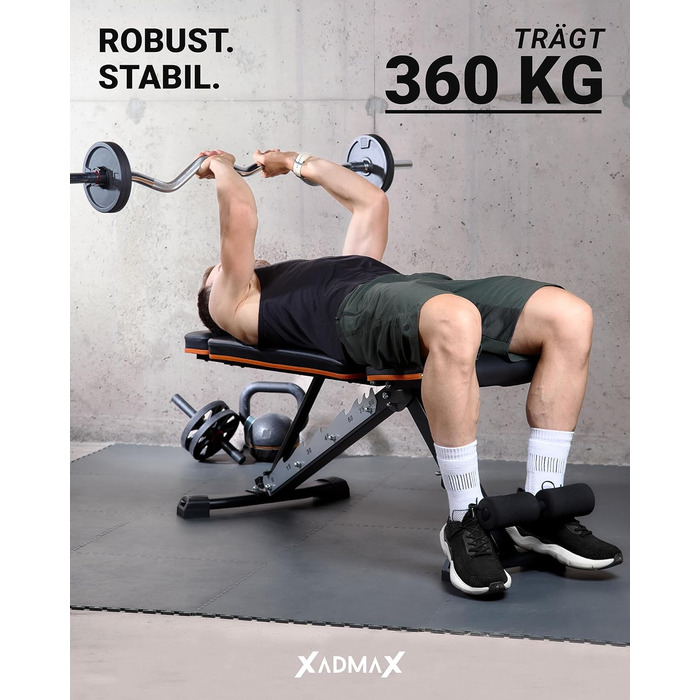 Регульована складана лава для гантелей, посилена тренажерна лава для дому, витримує до 360 кг, багатофункціональна атлетична лава для силових тренувань