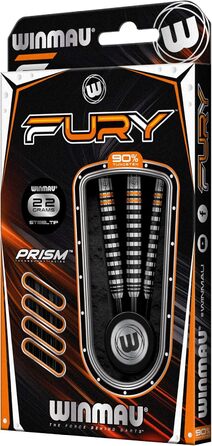 Дротики WINMAU Fury 22-28 г з вольфраму, призмові флайти та Vecta стрижні