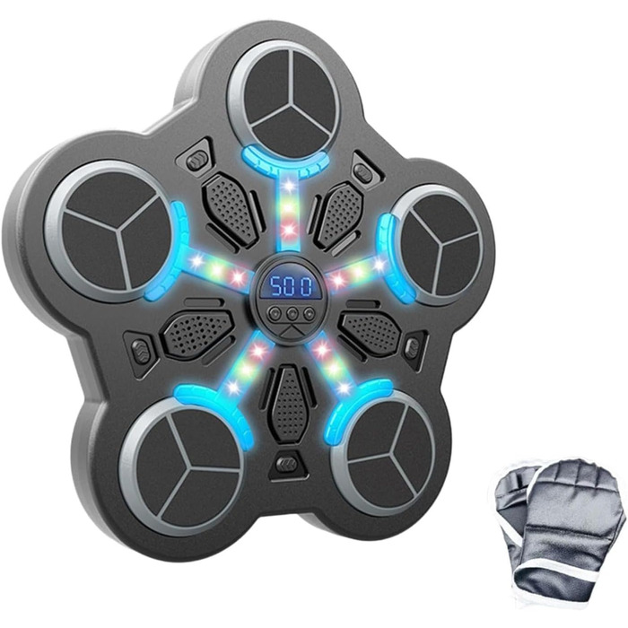 Дитяча боксерська машина з підсвіткою LED, музикою та Bluetooth, 3 режими швидкості, автоматичний лічильник, чорний