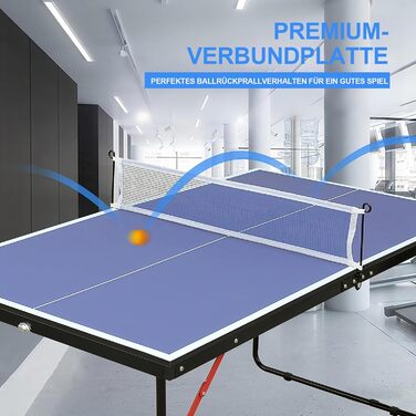 Стіл для пінг-понгу Muenfly з сіткою та набором ракеток – Outdoor/Indoor, складаний, з 2 ракетками та м'ячами, стабільний дизайн, синя ігрова поверхня, простий монтаж для дітей та дорослих