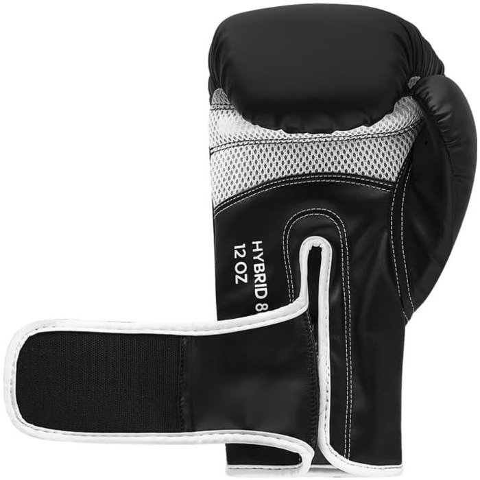 Боксерські рукавички adidas Hybrid 80 8oz чорні/білі для боксу, кікбоксингу, ММА та тренувань