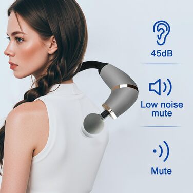 Масажер для тіла Aolawco U-подібний, масажна пістолета з 4 насадками, LCD-дисплеєм для зняття болю, глибокого масажу м'язів та фасцій, для шиї, плечей, ніг
