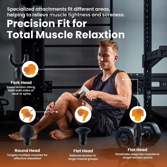 Масажер для м'язів PISOOKA X Mini - портативний, тихий, 66W, 9mm амплітуда, USB-C, 4 режими, 4 насадки для спини, шиї, плечей, ніг, офісу та спорту (Чорний)