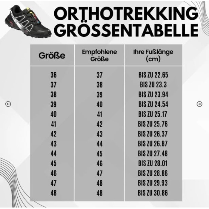 Черевики для трекінгу Ortho - чоловічі та жіночі. Ортопедичні черевики для трекінгу та піших прогулянок, що знімають напругу з колін, стегон та спини. Дихаючі, з міцною підошвою, чорно-синій колір, розмір 43 EU.