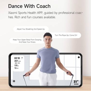 Розумна скакалка Xiaomi Smart Jump Rope з точним відстеженням, Bluetooth 5.0, USB-C, бездротове та дротове підключення, компактна