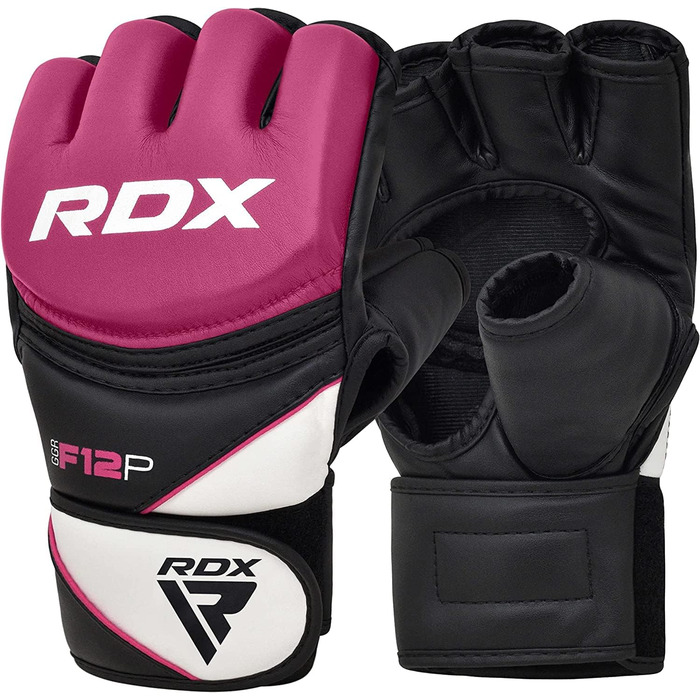 Жіночі MMA рукавички RDX з Maya Hide шкіри для єдиноборств, тренувальні рукавички для спарингу, кікбоксингу, греплінгу, боксу, муай-тай, рожеві, розмір L