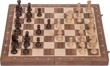 Шахова дошка та фігури Staunton №6 Square Pro, дерево горіх, шаховий набір