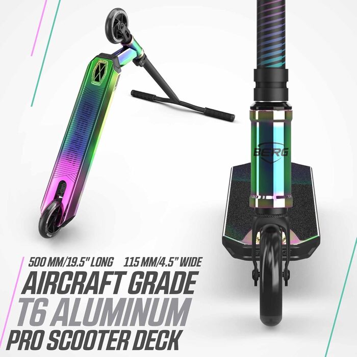 Скутер для трюків BERG Proxus X1 – дитячий, алюмінієвий, IHC компресія, ABEC 9, 110 мм колеса